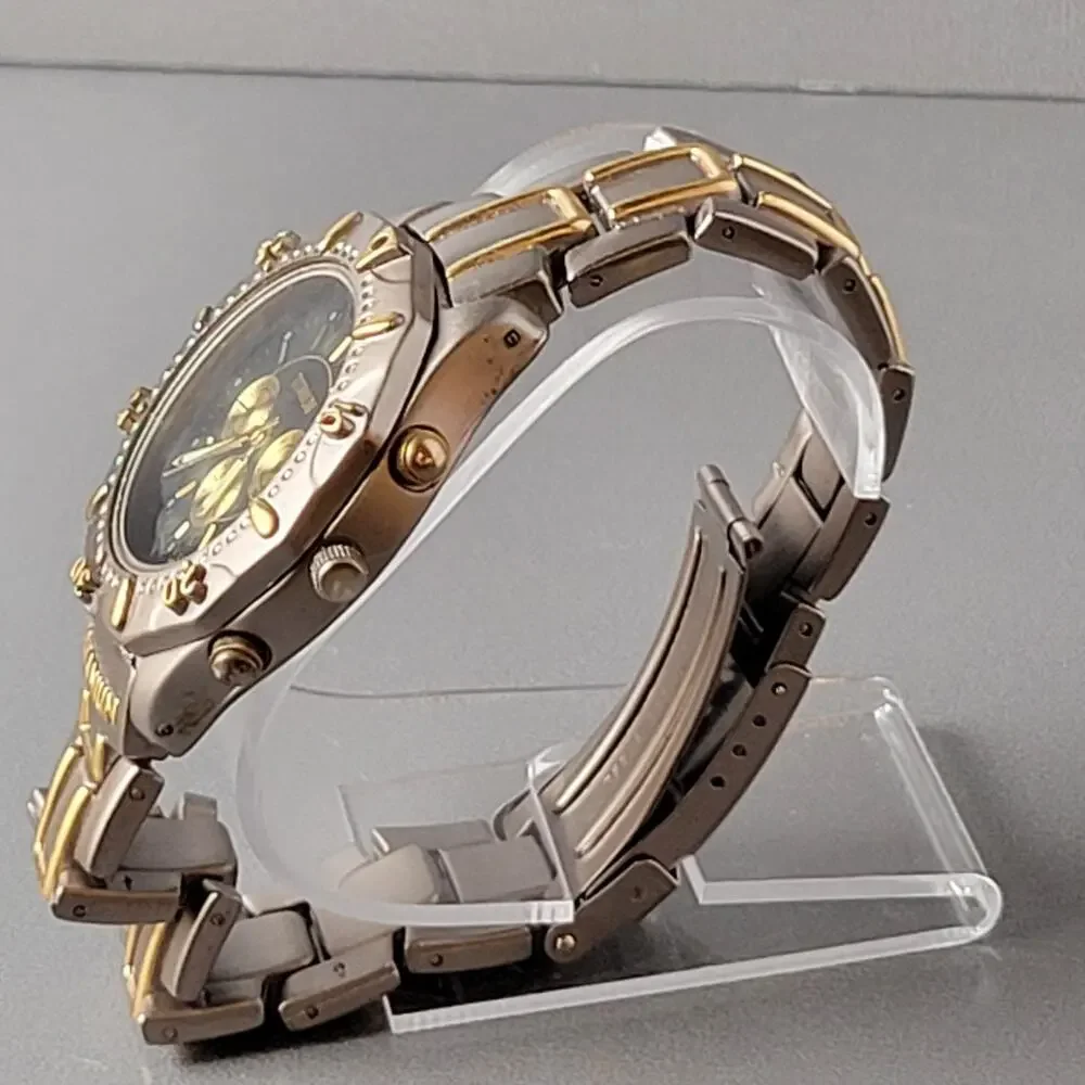 Vintage Titanium Chronograph Wristwatch - Two-Tone Band, Japan Quartz Movement